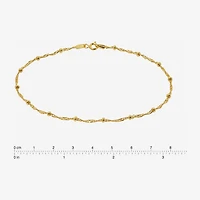 Made in Italy Womens 24K Gold Over Silver Sterling Silver 9 Inch Solid Bead Ankle Bracelet