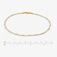 Made in Italy Unisex Adult 24K Gold Over Silver 10 Inch Solid Figaro Chain Bracelet