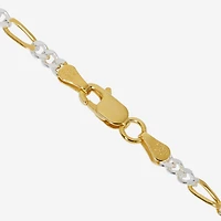 Made in Italy Unisex Adult 24K Gold Over Silver 10 Inch Solid Figaro Chain Bracelet