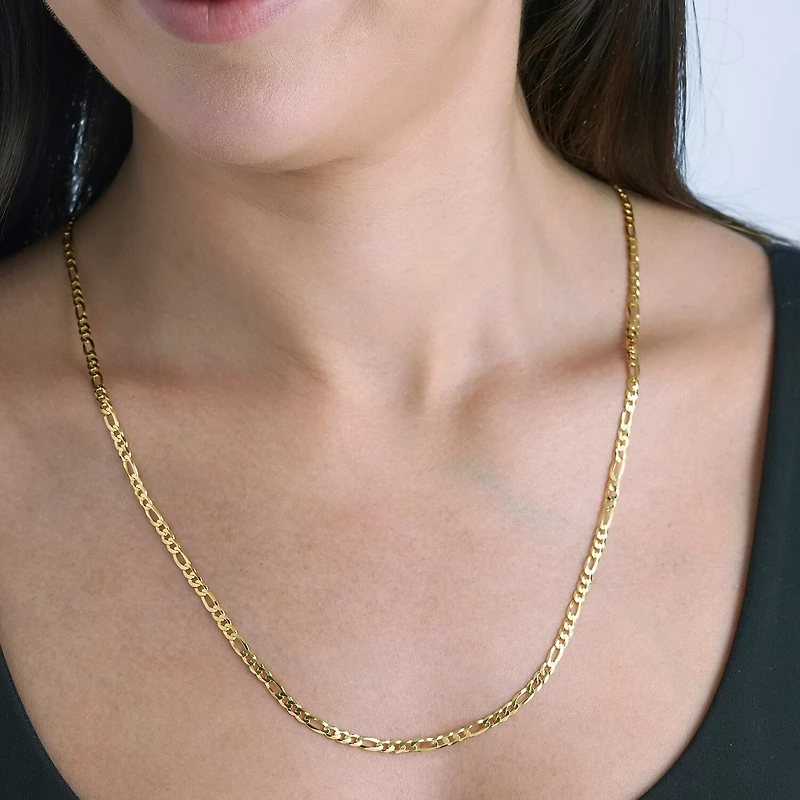 Made in Italy Womens 24K Gold Over Silver Inch Figaro Chain Necklace