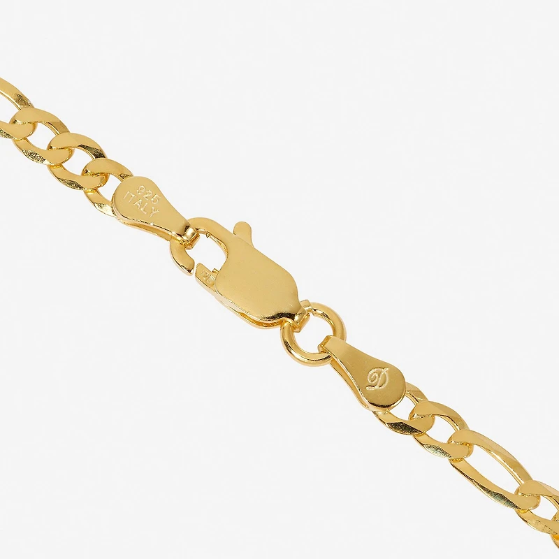 Made in Italy Womens 24K Gold Over Silver Inch Figaro Chain Necklace