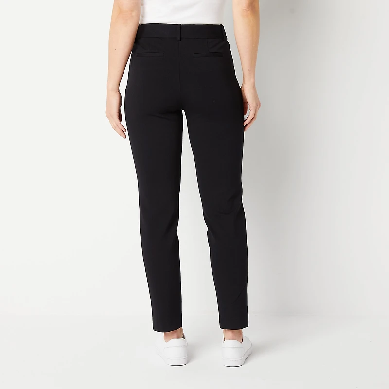 Liz Claiborne Emma Ponte Womens Tall Straight Mid Rise Ankle Pant