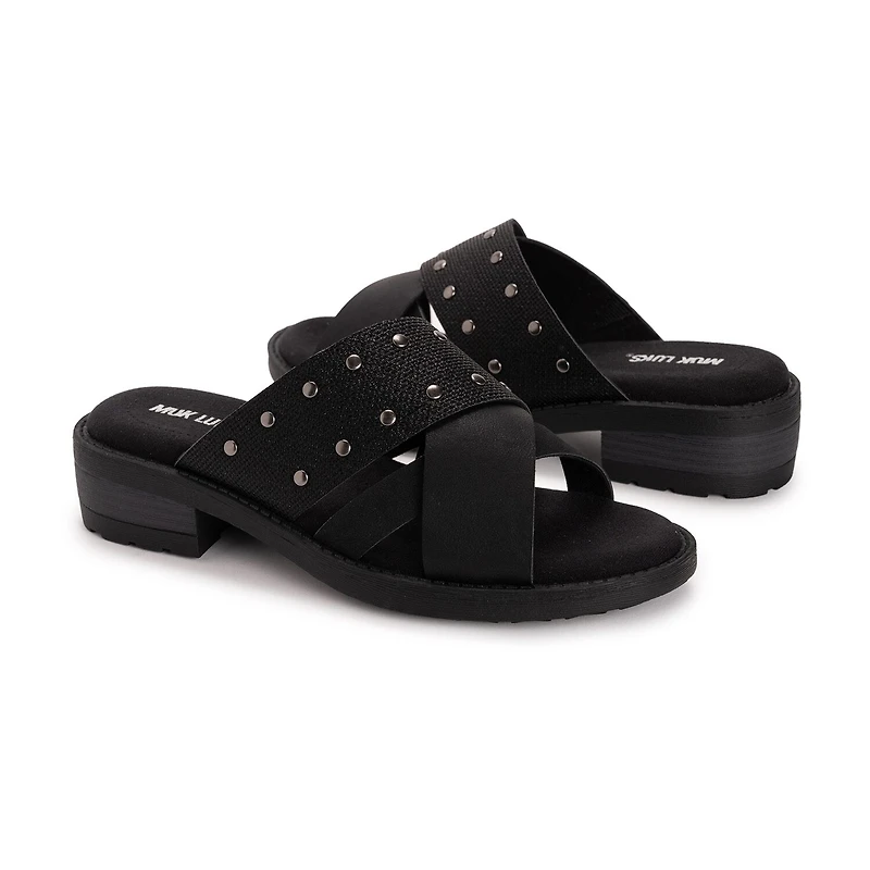 Muk Luks Womens Vittoria Sandal Criss Cross Strap Flat Sandals