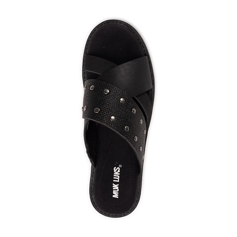 Muk Luks Womens Vittoria Sandal Criss Cross Strap Flat Sandals