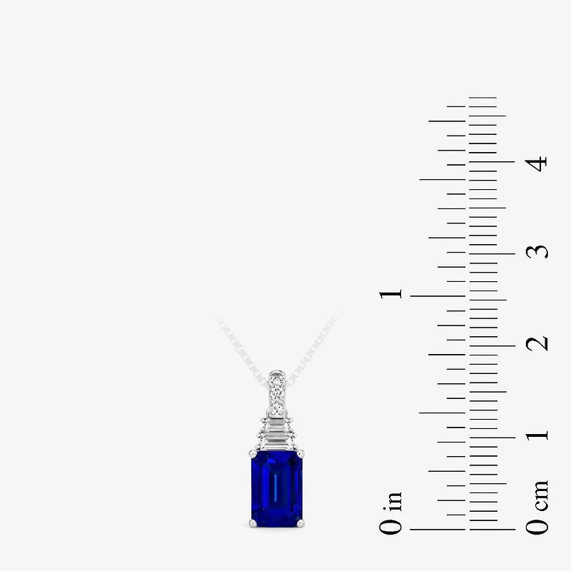 (F / Si2) 1/8 CT. T.W. Lab Grown Diamond and Created Gemstone Sterling Silver 18 Inch Necklace