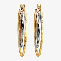 Womens 10K Tri-Color Gold 20mm Hoop Earrings
