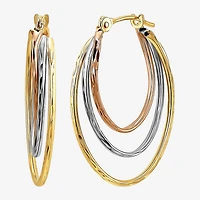 Womens 10K Tri-Color Gold 20mm Hoop Earrings