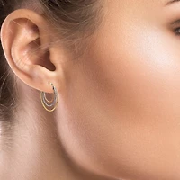 Womens 10K Tri-Color Gold 20mm Hoop Earrings