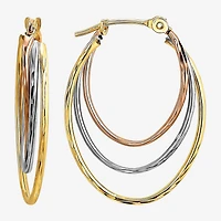 Womens 10K Tri-Color Gold 20mm Hoop Earrings