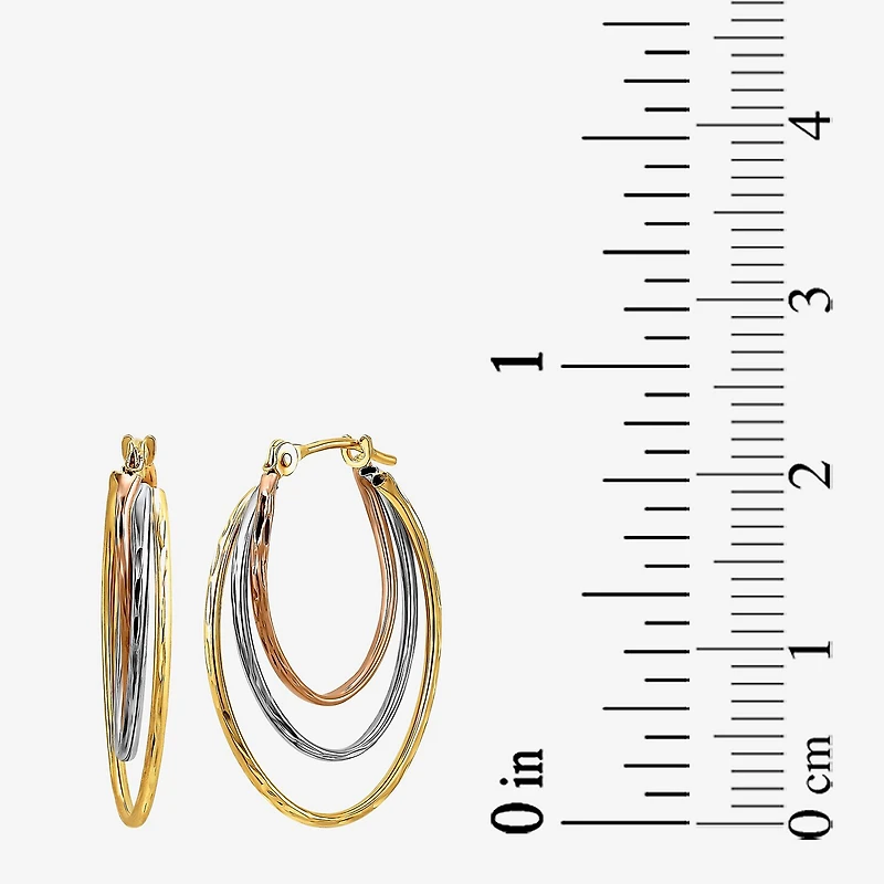 Womens 10K Tri-Color Gold 20mm Hoop Earrings