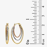 Womens 10K Tri-Color Gold 20mm Hoop Earrings