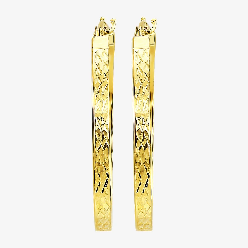 Womens 10K Gold 25mm Round Hoop Earrings