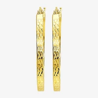 Womens 10K Gold 25mm Round Hoop Earrings
