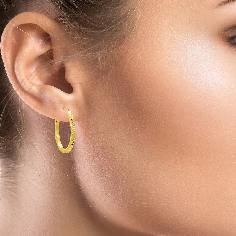 Womens 10K Gold 25mm Round Hoop Earrings