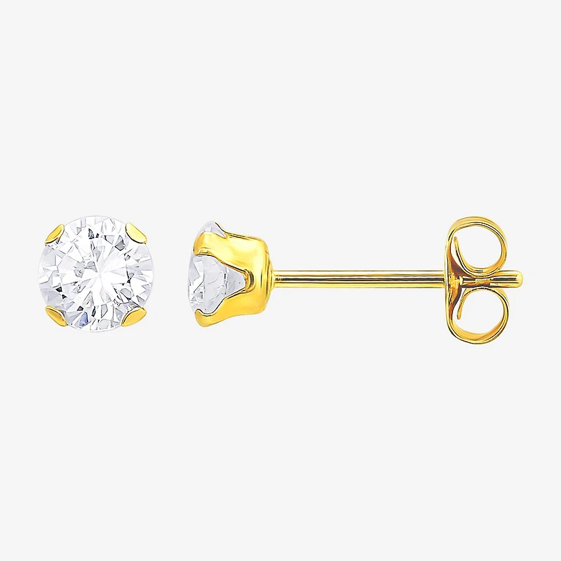 Womens Cubic Zirconia 10K Gold 3 Pair Earring Set