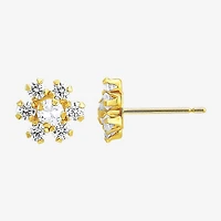 Womens Cubic Zirconia 10K Gold 3 Pair Earring Set