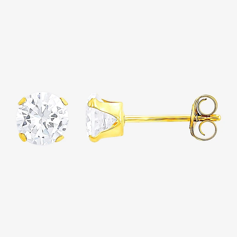 Womens White Cubic Zirconia 10K Gold 2 Pair Earring Set