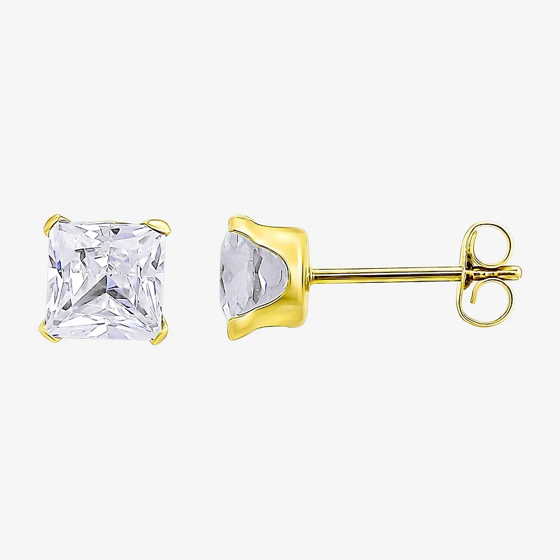 Womens White Cubic Zirconia 10K Gold 3 Pair Earring Set