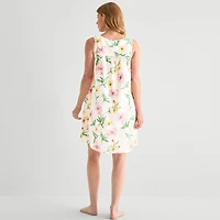 Adonna Womens Poplin Sleeveless Scoop Neck Nightgown