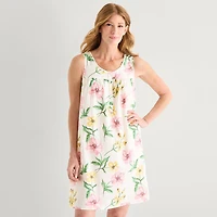 Adonna Womens Poplin Sleeveless Scoop Neck Nightgown