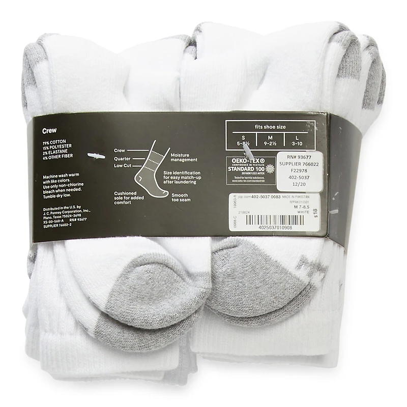 Xersion Little & Big Kid Boys 10 Pair Crew Socks