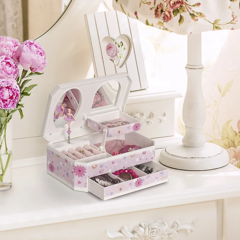 Mele and Co Hayley Floral Musical Ballerina Pink Jewelry Box