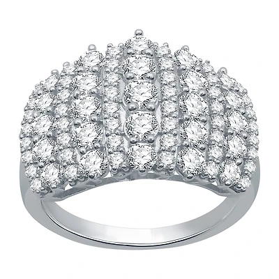 Womens 2 CT. T.W. Natural White Diamond 10K Gold Cluster Band