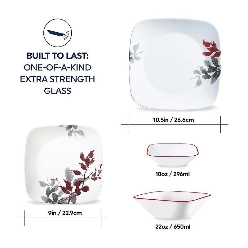Corelle Kyoto Leaves 16-pc. Glass Dinnerware Set