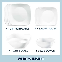 Corelle Vivid White 16-pc. Glass Dinnerware Set