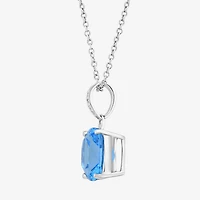 Effy Final Call Limited Quantities! Womens Diamond Accent Genuine Blue Topaz 14K Gold Cushion 18 Inch Pendant Necklace