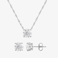 (G/Si1) Womens 3 CT. T.W. Lab Grown White Diamond 10K Gold Round 2-pc. Jewelry Set
