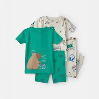 Carter's Toddler Boys Rib Crew Neck Short Sleeve 4-pc. Pajama Set