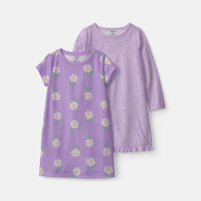 Carter's Little & Big Kid Girls Crew Neck Short Sleeve 2-pc. Nightgown