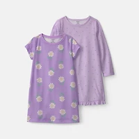 Carter's Little & Big Kid Girls Crew Neck Short Sleeve 2-pc. Nightgown