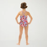Dolfin Print Toddler & Little Girls Easy-on + Easy-off Sleeveless One Piece Swimsuit