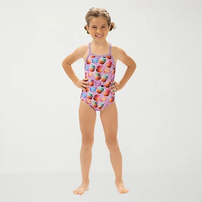 Dolfin Print Toddler & Little Girls Easy-on + Easy-off Sleeveless One Piece Swimsuit