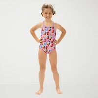Dolfin Print Toddler & Little Girls Easy-on + Easy-off Sleeveless One Piece Swimsuit