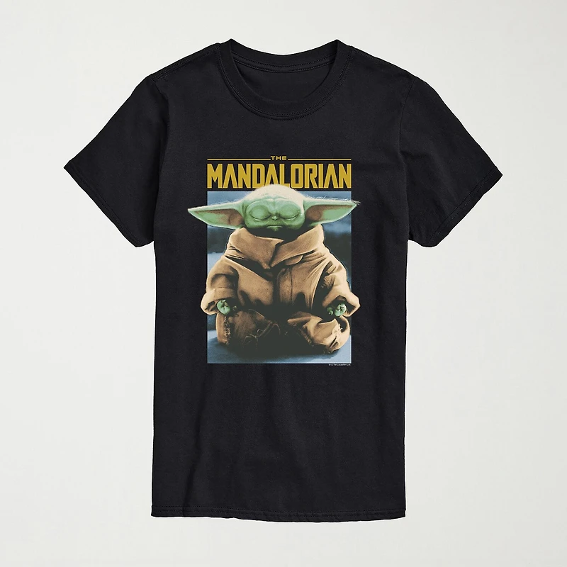 Novelty Mens Crew Neck Short Sleeve Regular Fit Baby Yoda Star Wars Big and Tall Graphic T-Shirt