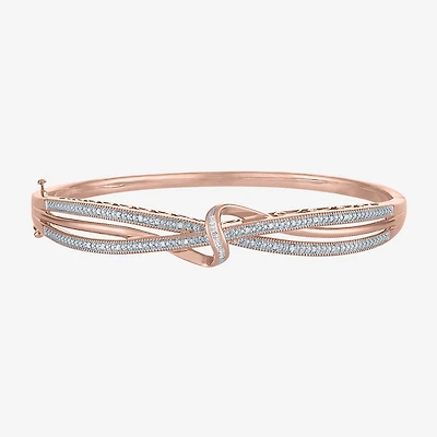 (I-J / I3) Womens 1/10 CT. T.W. Natural White Diamond 14k Rose Gold Over Brass Bangle Bracelet