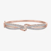 (I-J / I3) Womens 1/10 CT. T.W. Natural White Diamond 14k Rose Gold Over Brass Bangle Bracelet