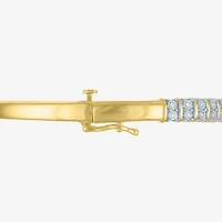 (G-H / Si2-I1) Womens 1/10 CT. T.W. Lab Grown White Diamond 14K Gold Over Brass Bangle Bracelet