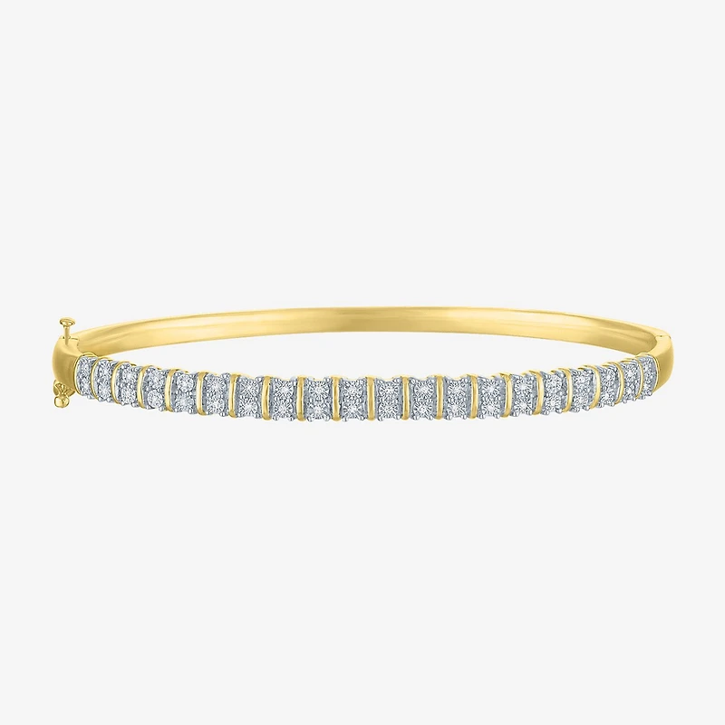 (G-H / Si2-I1) Womens 1/10 CT. T.W. Lab Grown White Diamond 14K Gold Over Brass Bangle Bracelet
