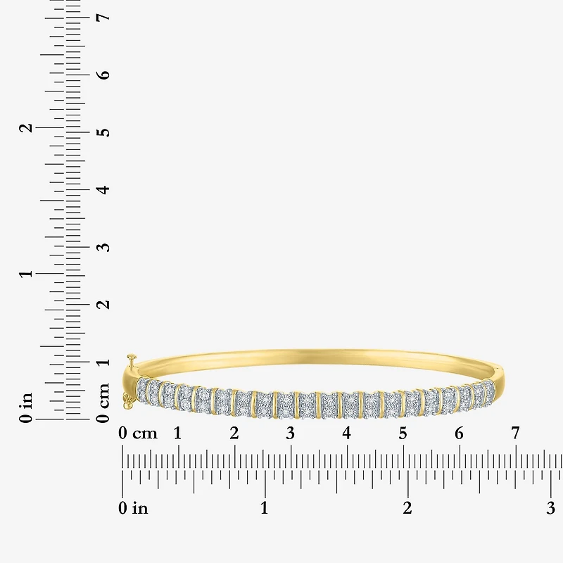 (G-H / Si2-I1) Womens 1/10 CT. T.W. Lab Grown White Diamond 14K Gold Over Brass Bangle Bracelet