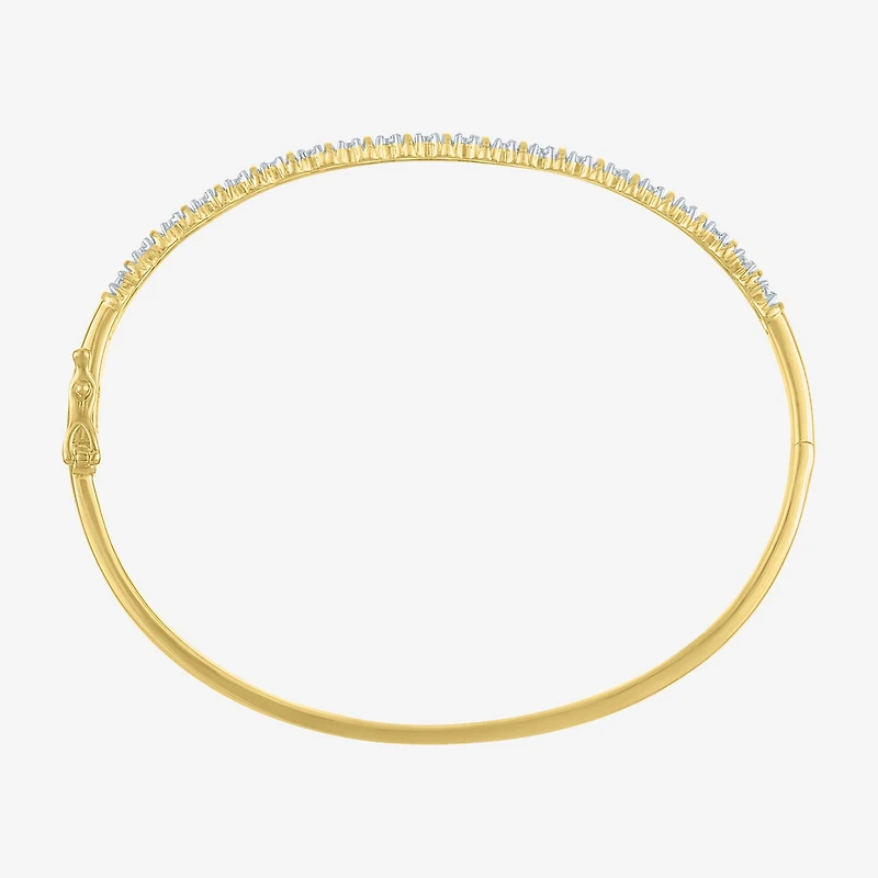 (G-H / Si2-I1) Womens 1/10 CT. T.W. Lab Grown White Diamond 14K Gold Over Brass Bangle Bracelet