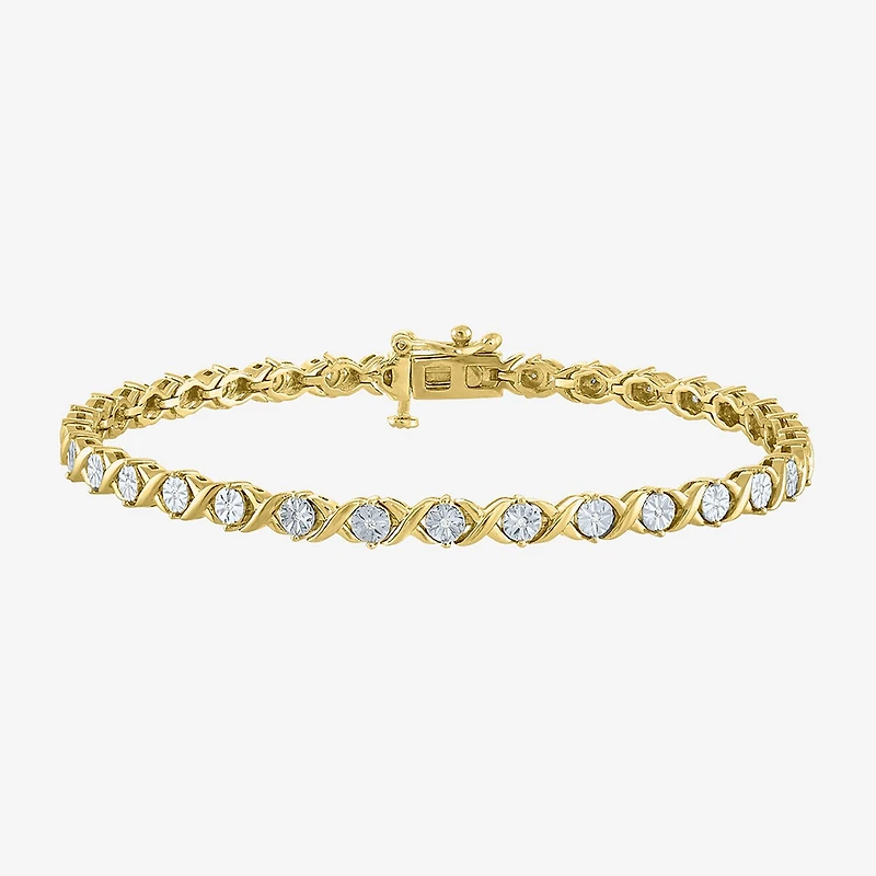 (G-H / I1-I2) Womens 1/10 CT. T.W. Lab Grown White Diamond 14K Gold Over Brass 7.25 Inch Tennis Bracelet