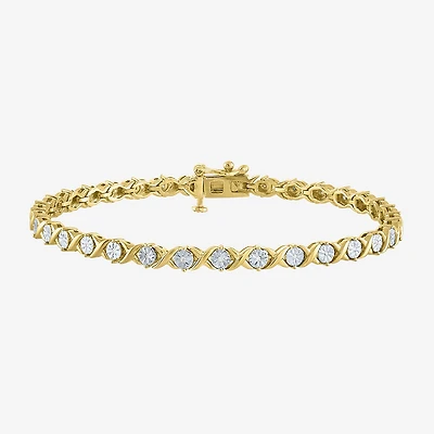 (G-H / I1-I2) Womens 1/10 CT. T.W. Lab Grown White Diamond 14K Gold Over Brass 7.25 Inch Tennis Bracelet