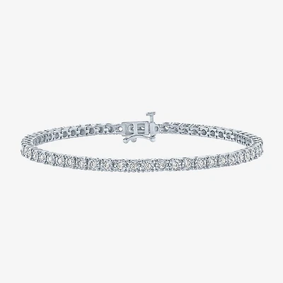 (G-H / Si2-I1) Womens 1 CT. T.W. Lab Grown White Diamond Pure Silver Over Brass 7.25 Inch Tennis Bracelet