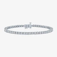 (G-H / Si2-I1) Womens 1 CT. T.W. Lab Grown White Diamond Pure Silver Over Brass 7.25 Inch Tennis Bracelet