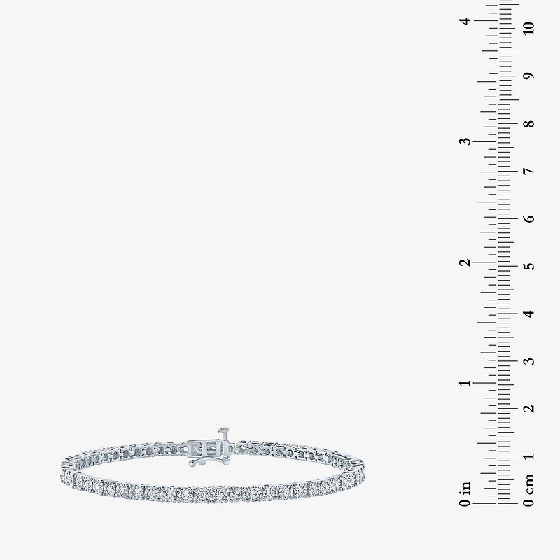 (G-H / Si2-I1) Womens 1 CT. T.W. Lab Grown White Diamond Pure Silver Over Brass 7.25 Inch Tennis Bracelet