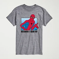 Novelty Mens Crew Neck Short Sleeve Regular Fit Spiderman Graphic T-Shirt